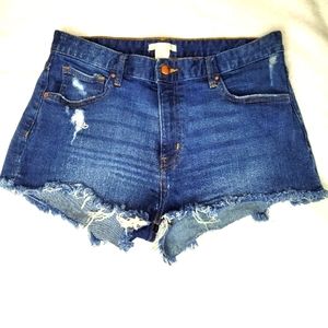 H&M Blue Distressed Jean Shorts Size 10 NWOT